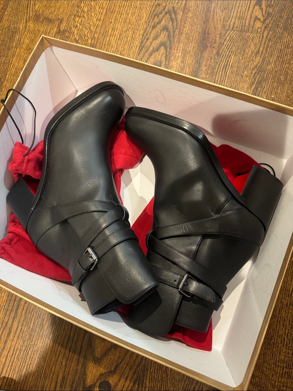 Christian Louboutin/Karistrap 70 Black Calf Leather Boots/US Size 7.5/NIB! NWT!!